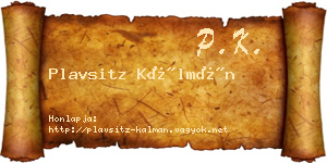 Plavsitz Kálmán névjegykártya